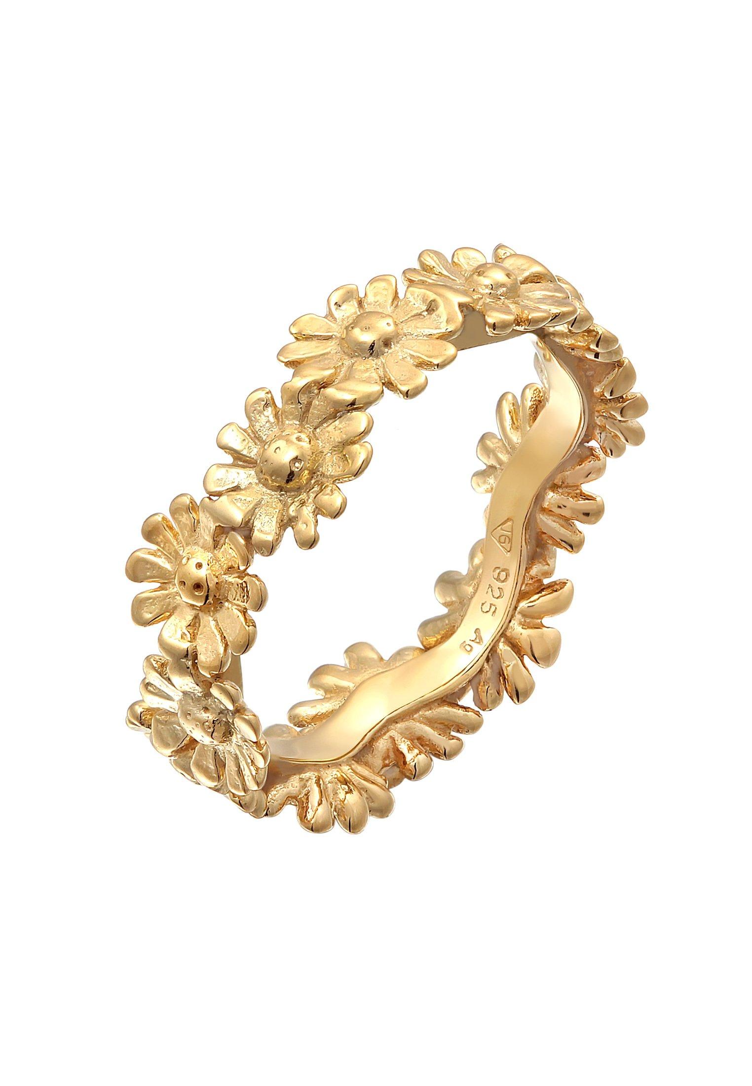 Ring Bandring Blüte Blume Flower Hippie Damen Gold 58mm von Elli