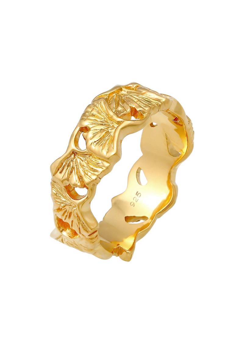 Ring Bandring Ginkgo Blatt Damen Gold 58mm von Elli