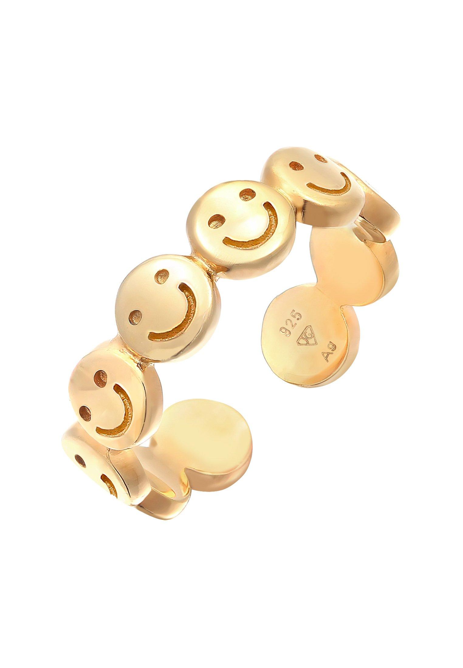 Ring Bandring Mit Smile-motif Offen Damen Gold 54mm von Elli