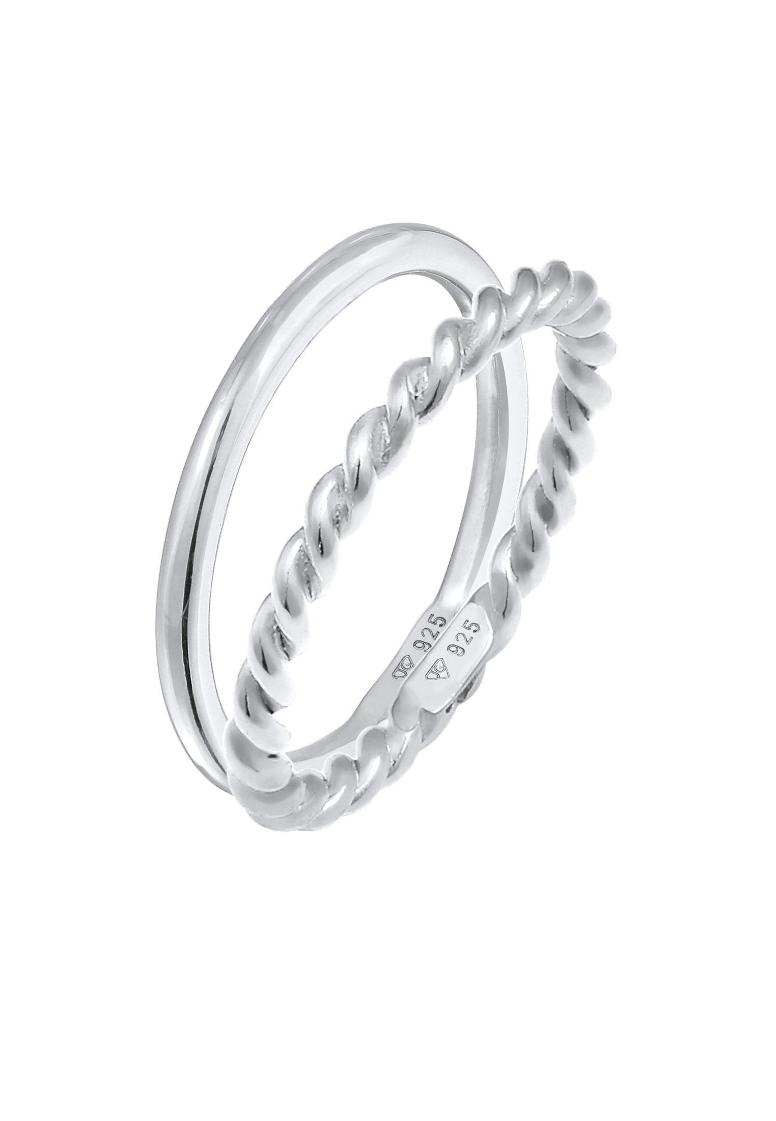 Ring Basic Twisted 2er Set 925 Silber Damen Silber 54mm von Elli