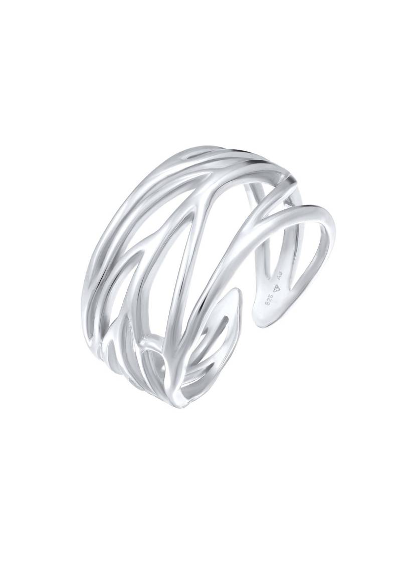 Ring Blatt Ornament Wickelring Damen Silber ONE SIZE von Elli