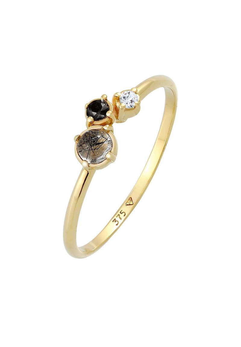 Ring Diamant (0.03 Ct.) Topas Turmalin 375er Gelbgold Damen Gold 52mm von Elli