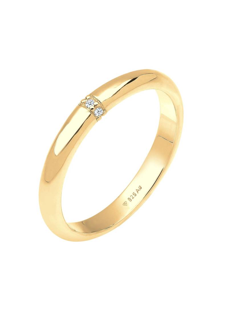 Ring Diamant 0.045 Ct. Klassik Verlobung 925 Silber Damen Gold 54mm von Elli