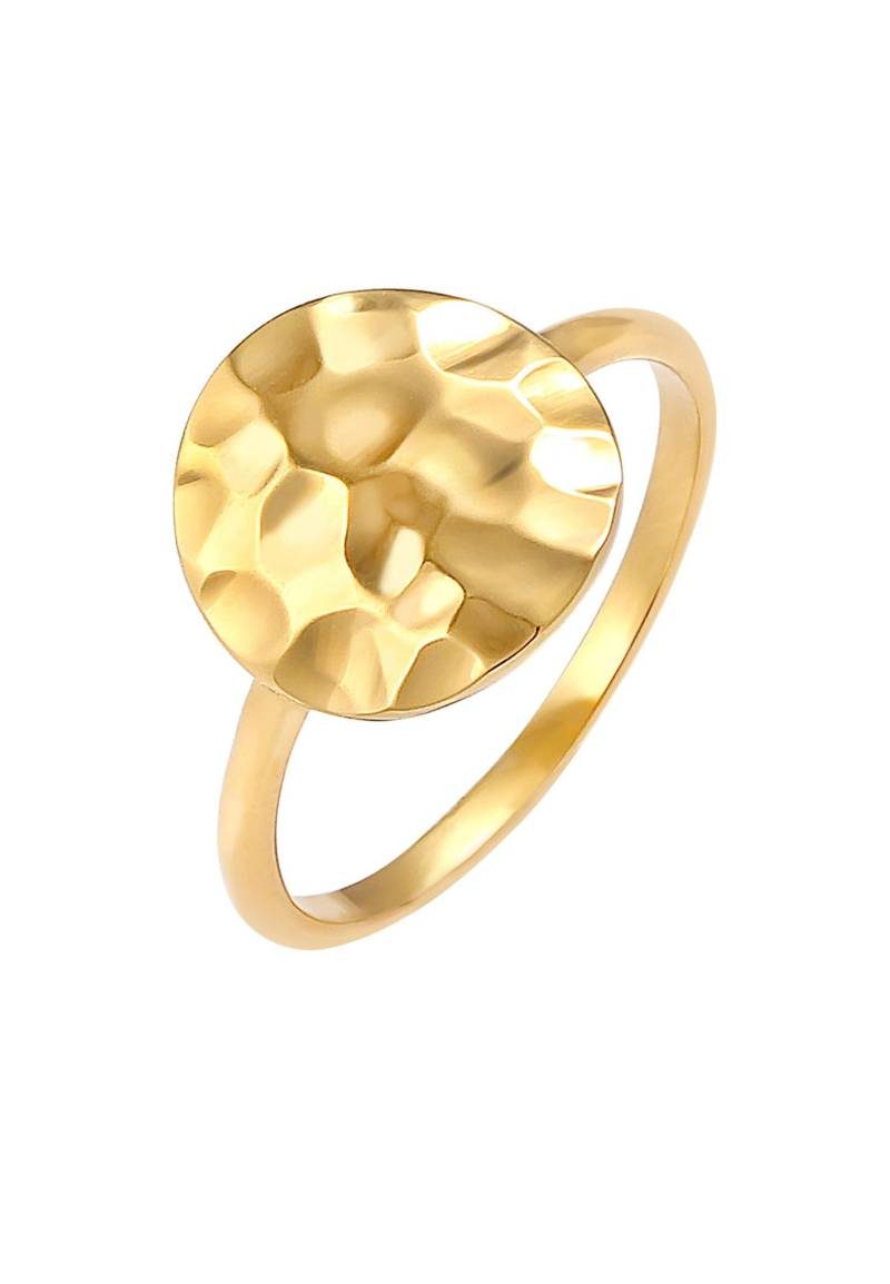 Ring Dot Plättchen Gehämmert Damen Gold 54mm von Elli