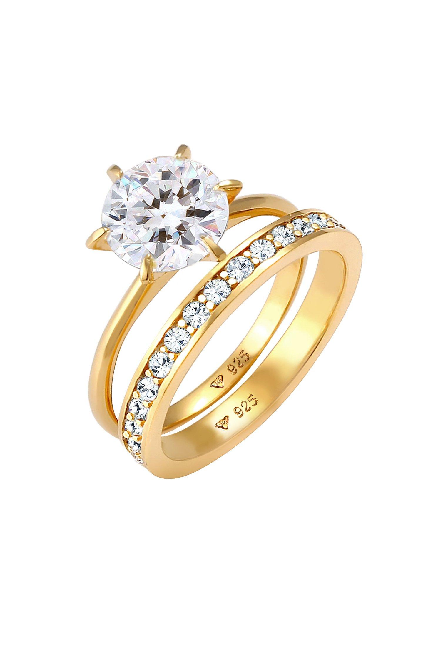 Ring Eternity Kristalle Set Damen Gold 50mm von Elli