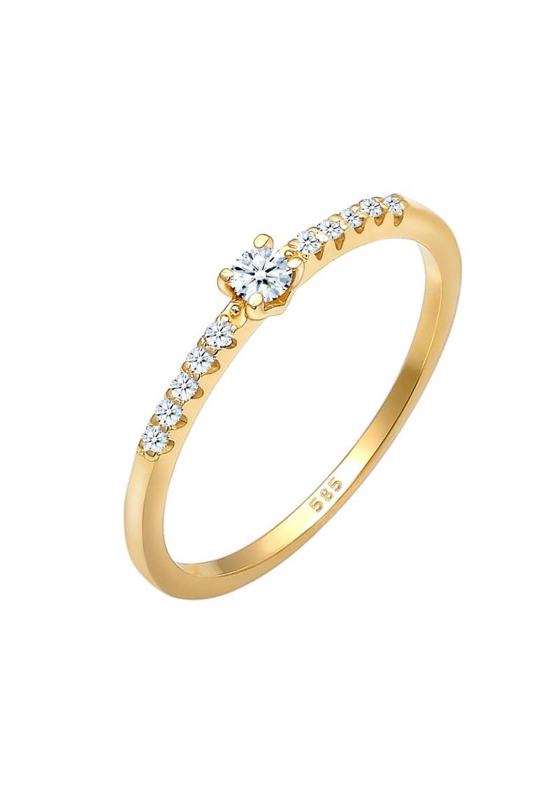 Ring Geo Microsetting Diamant (0.11 Ct.) 585 Gelbgold Damen Gold 56mm von Elli