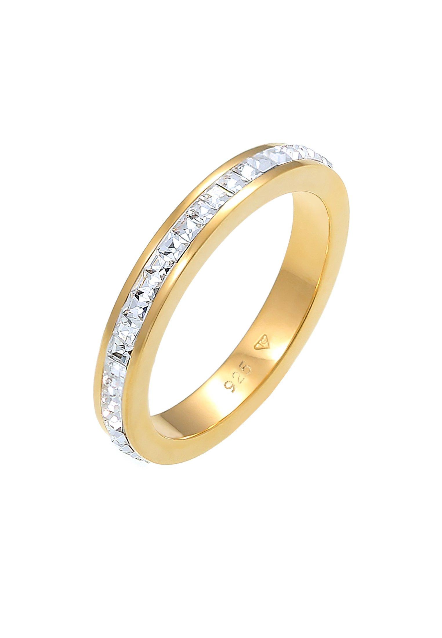 Ring Geo Trend Kristalle 925 Sterling Silber Damen Gold 54mm von Elli