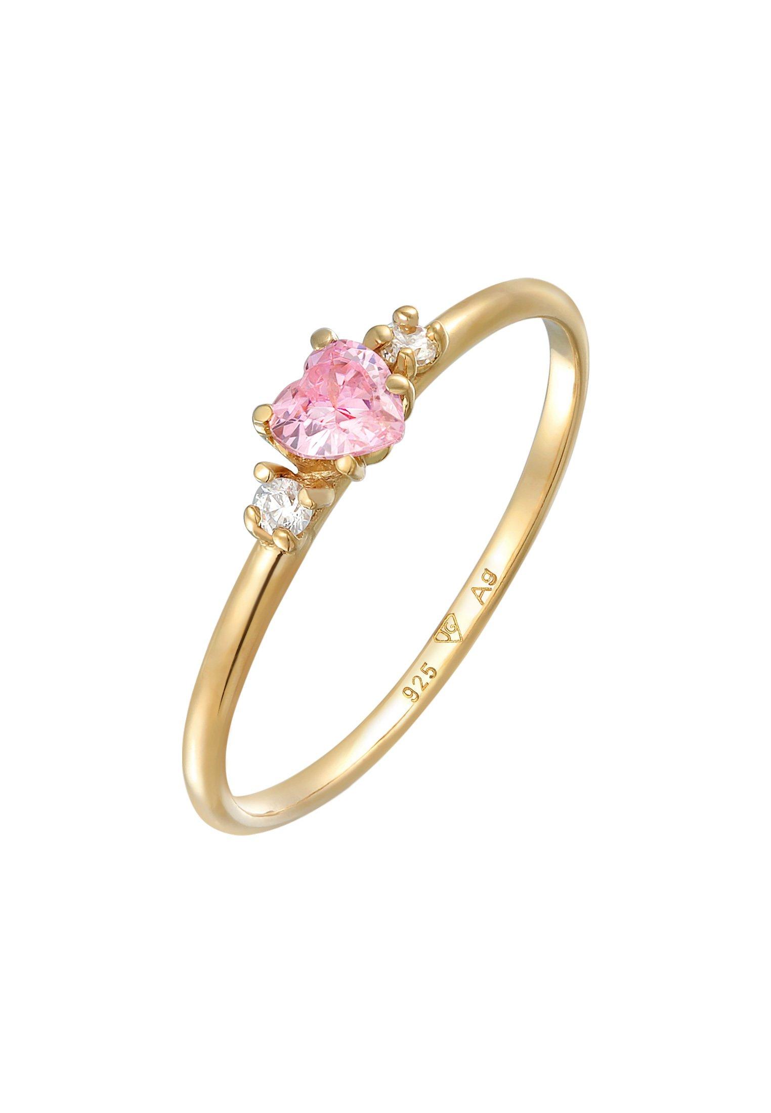 Ring Herz Zirkonia Liebe Verlobung Damen Pink 54mm von Elli