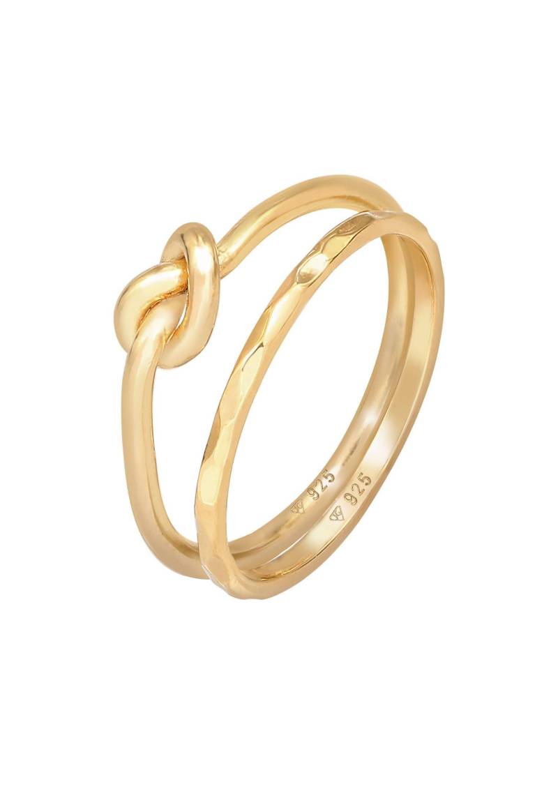 Ring Knoten Trend Basic 2er Set Damen Gold 56mm von Elli