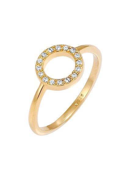 Ring Kreis Geo Kristalle Damen Gold 54mm von Elli