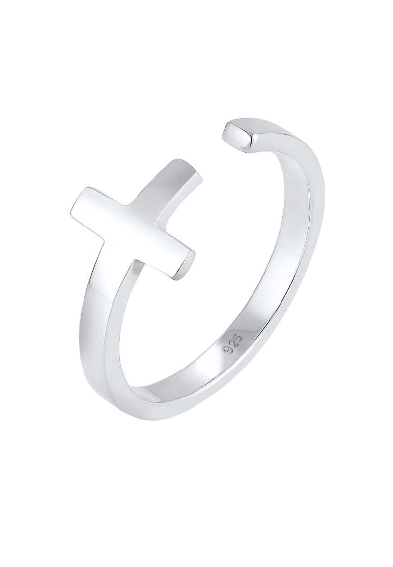 Ring Kreuz Geo Größenverstellbar Damen Silber ONE SIZE von Elli