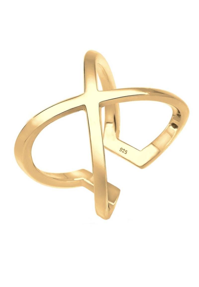 Ring Kreuz Verstellbar Damen Gold ONE SIZE von Elli