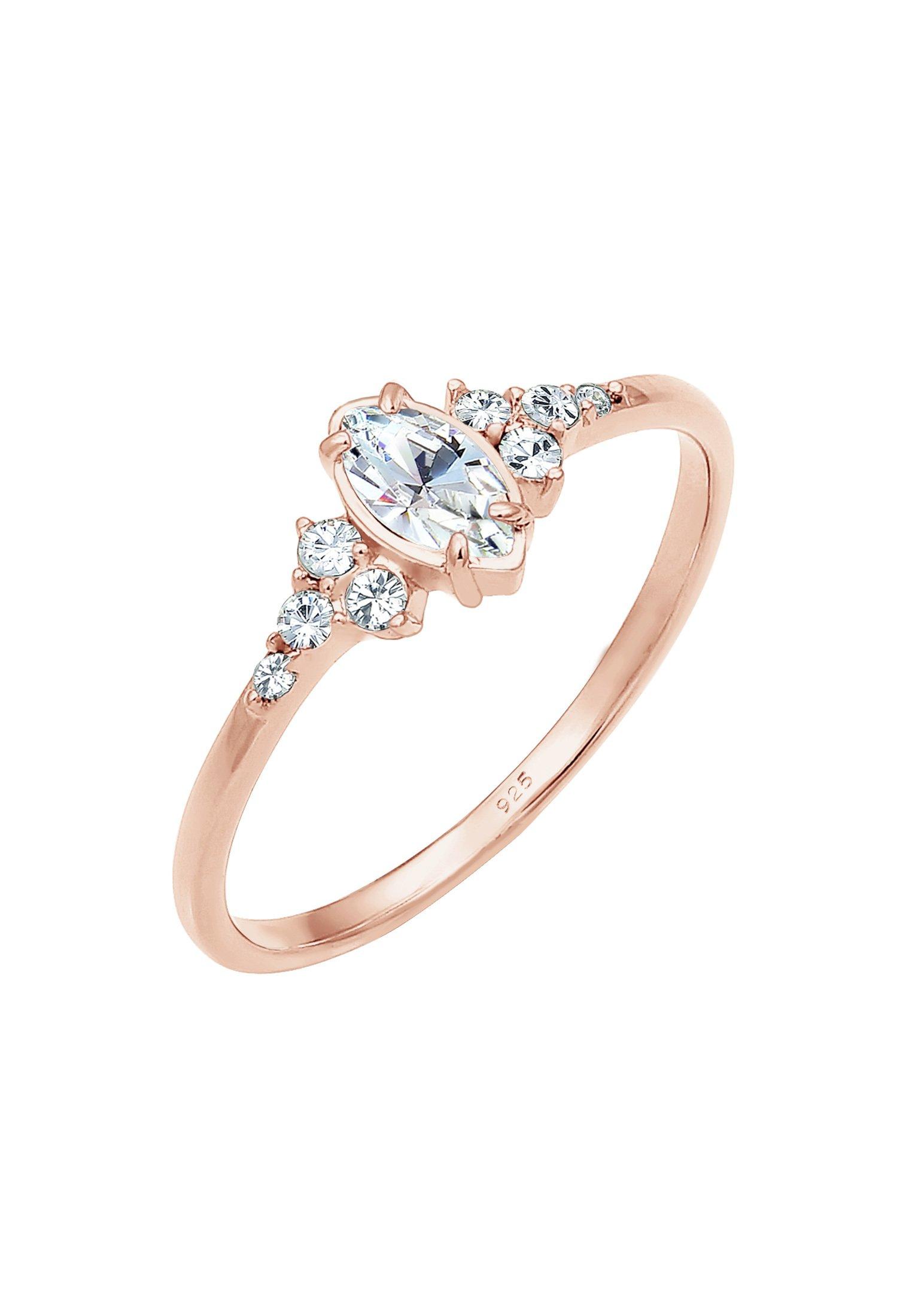 Ring Marquise Kristalle Damen Goldrosa 58mm von Elli