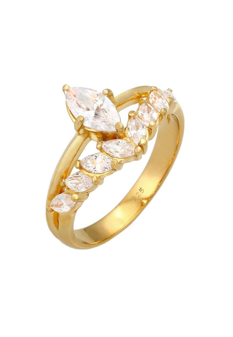 Ring Marquise Zirkonia Damen Gold 52mm von Elli