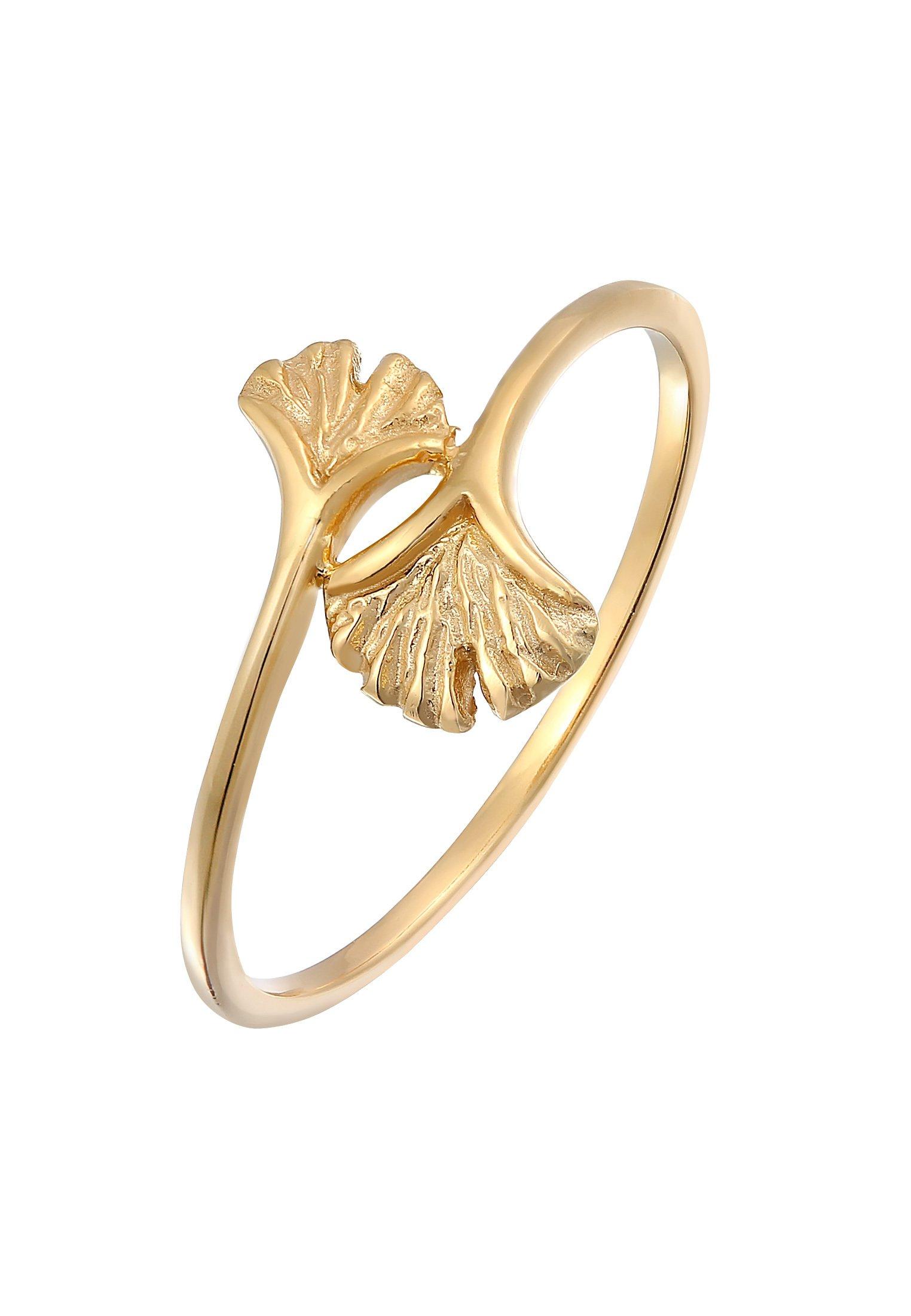 Ring Offen Verstellbar Ginkgo Blatt Natur 375 Gelbgold Damen Gold 52mm von Elli