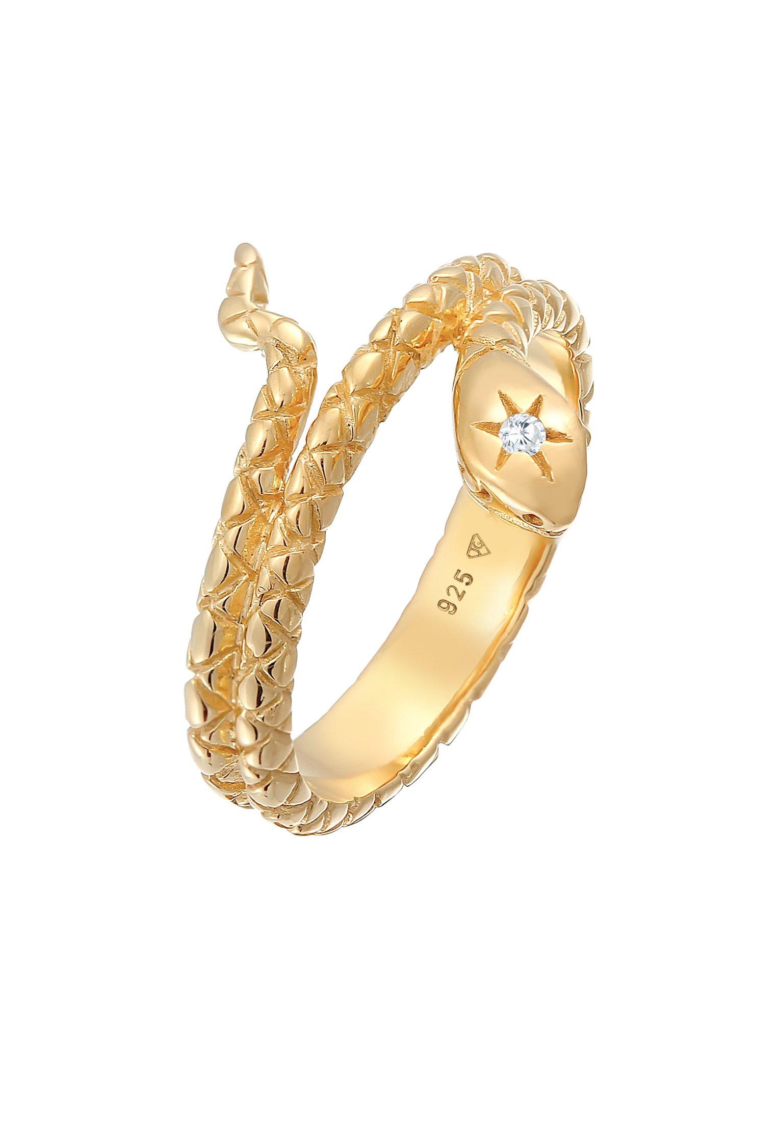 Ring Schlange Wickelring Zirkonia Damen Gold 58mm von Elli