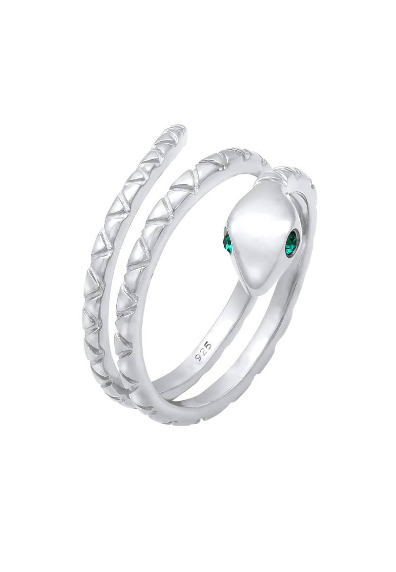 Ring Schlangen Design Kristall Damen Silber 52mm von Elli