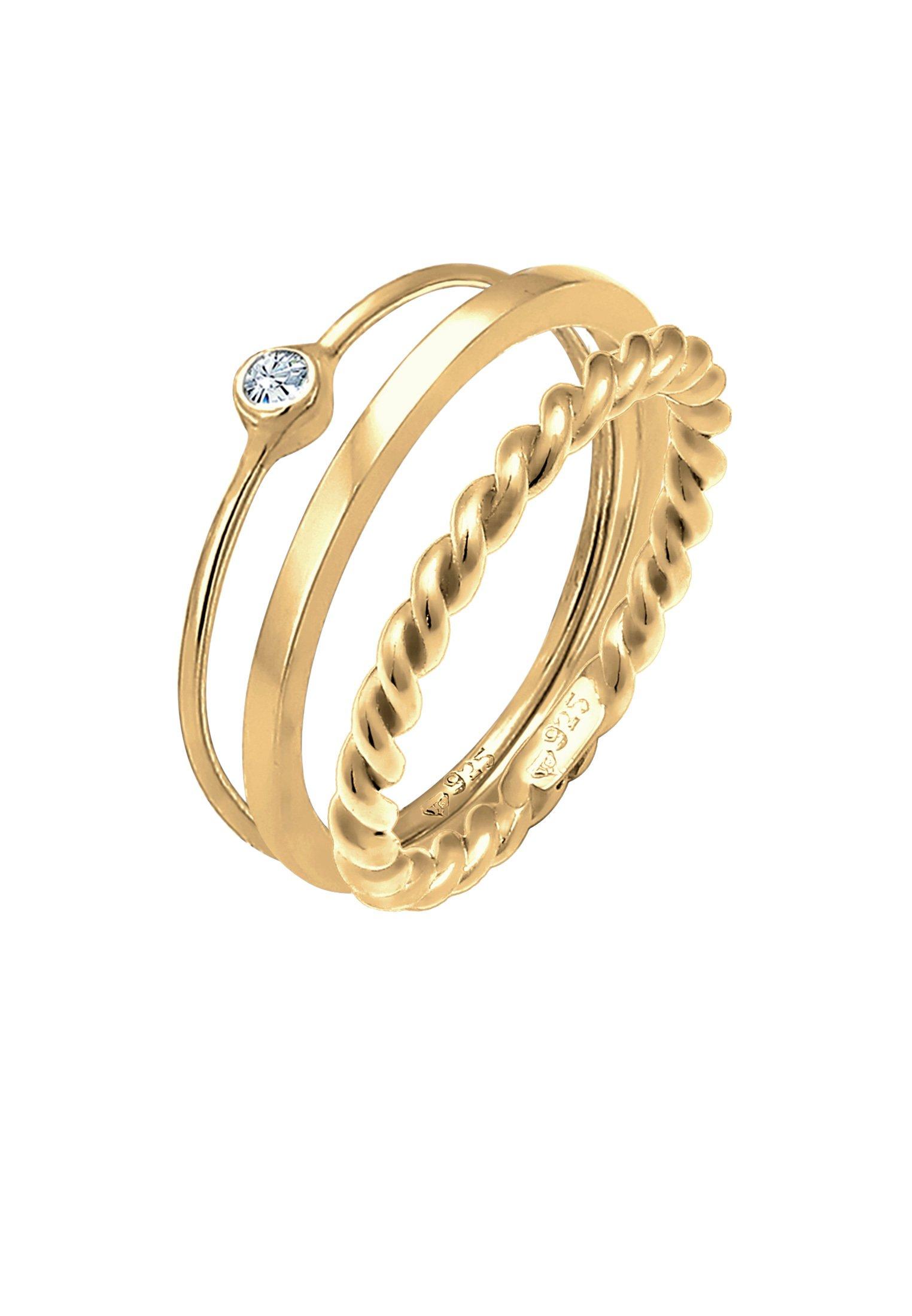 Ring Set Trend Solitär Kristalle Damen Gold 56mm von Elli