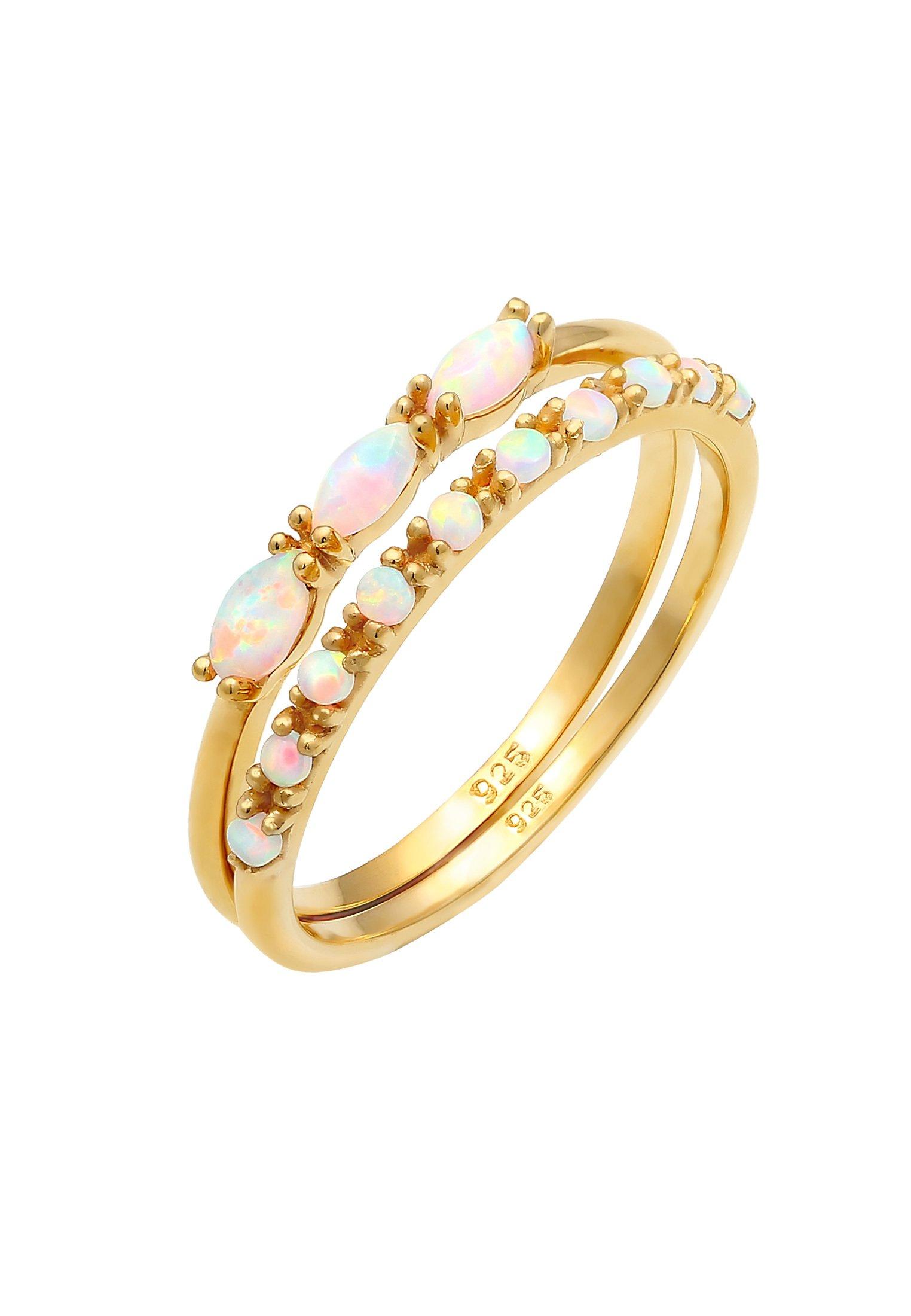 Ring Set Vintage Design Synthetischer Opal Damen Gold 58mm von Elli