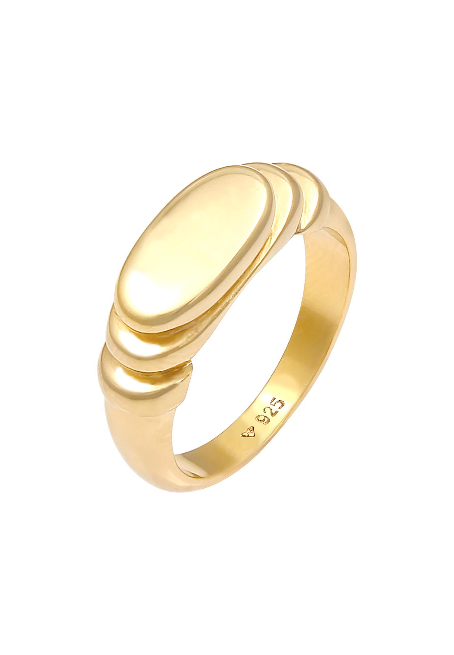 Ring Siegelring Poliert Oval Abgestuft Damen Gold 56mm von Elli