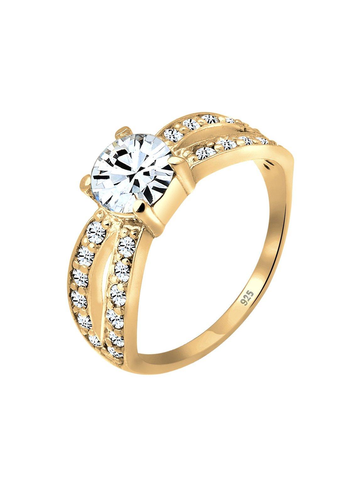 Ring Solitär Glamourös Kristall Damen Gold 52mm von Elli