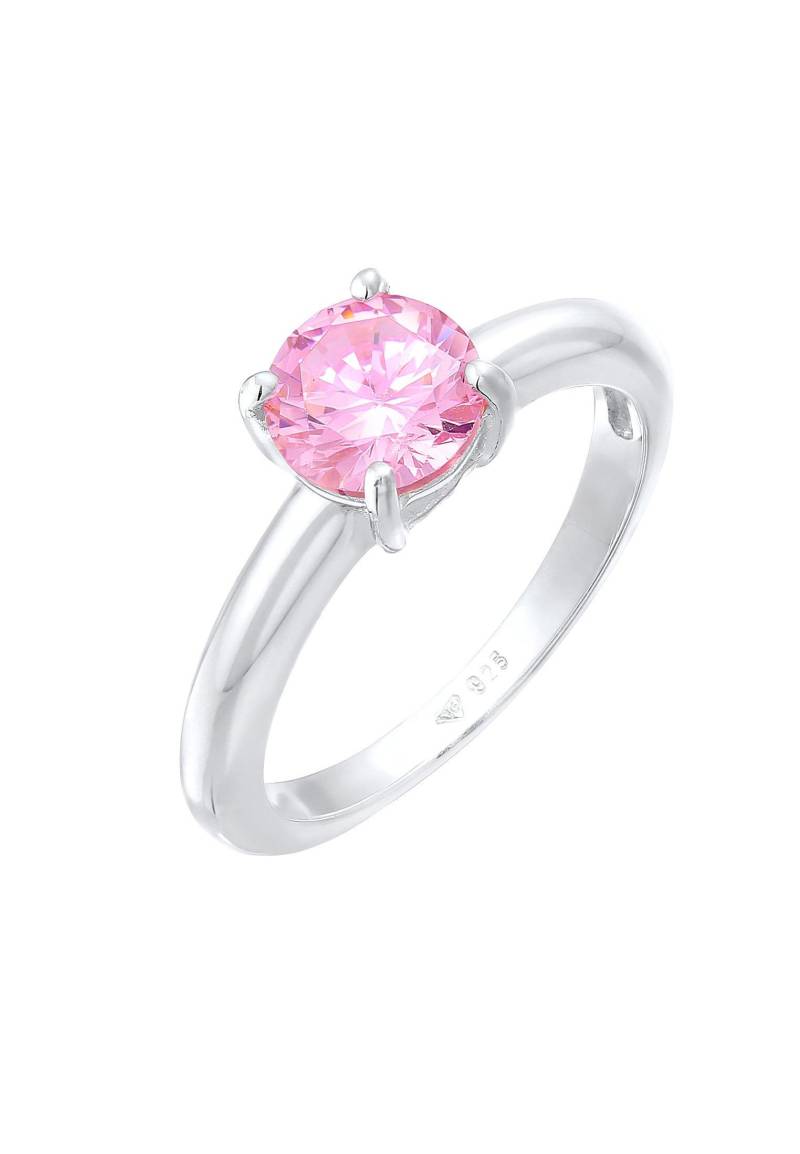 Ring Solitär Klassisch Mit Zirkonia Damen Pink 58mm von Elli