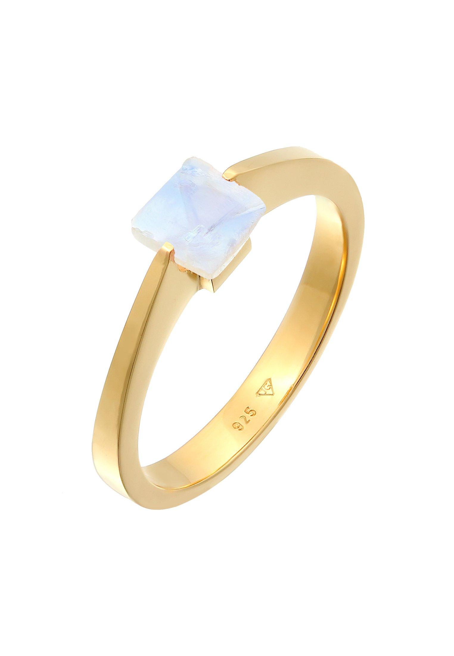 Ring Solitär Mondstein Edelstein Viereck Damen Gold 52mm von Elli