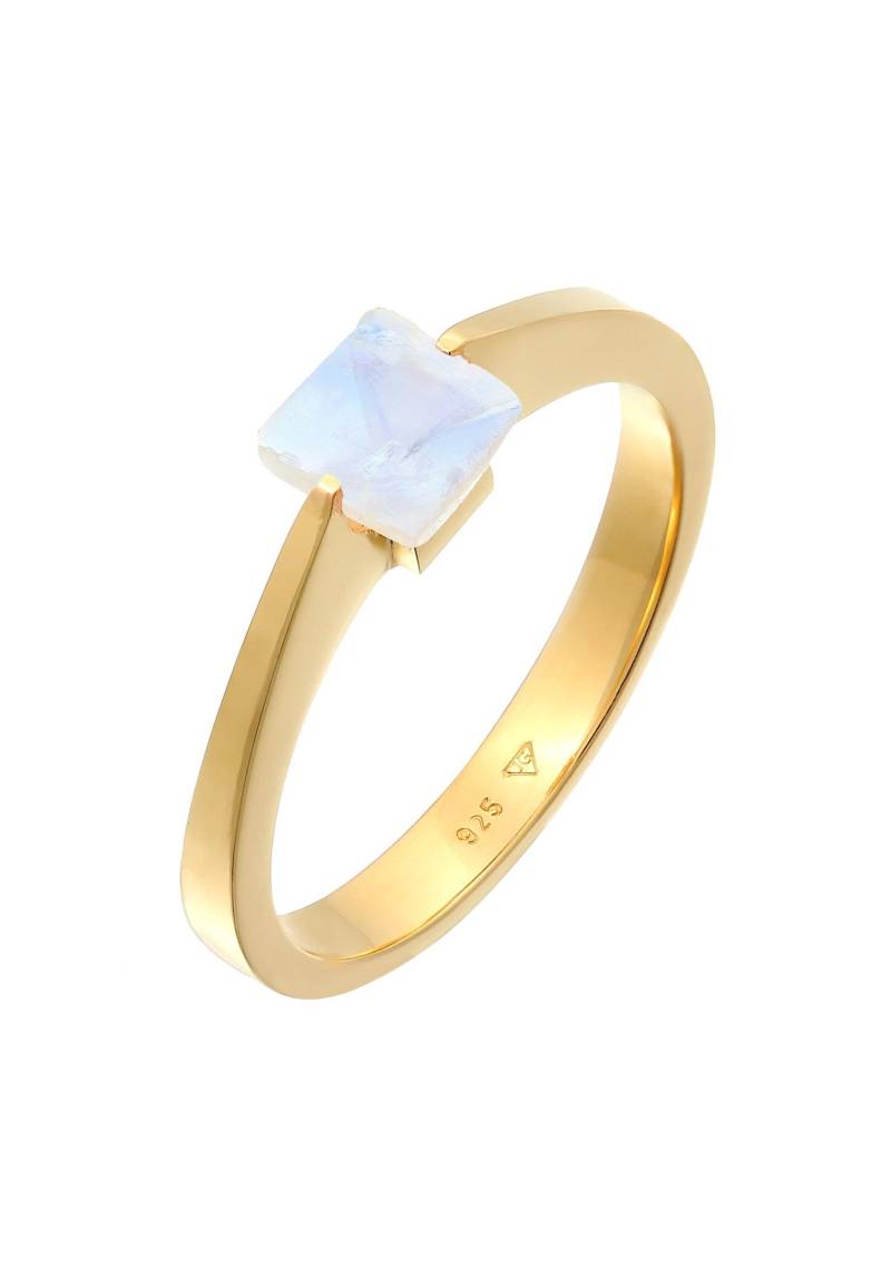 Ring Solitär Mondstein Edelstein Viereck Damen Gold 52mm von Elli