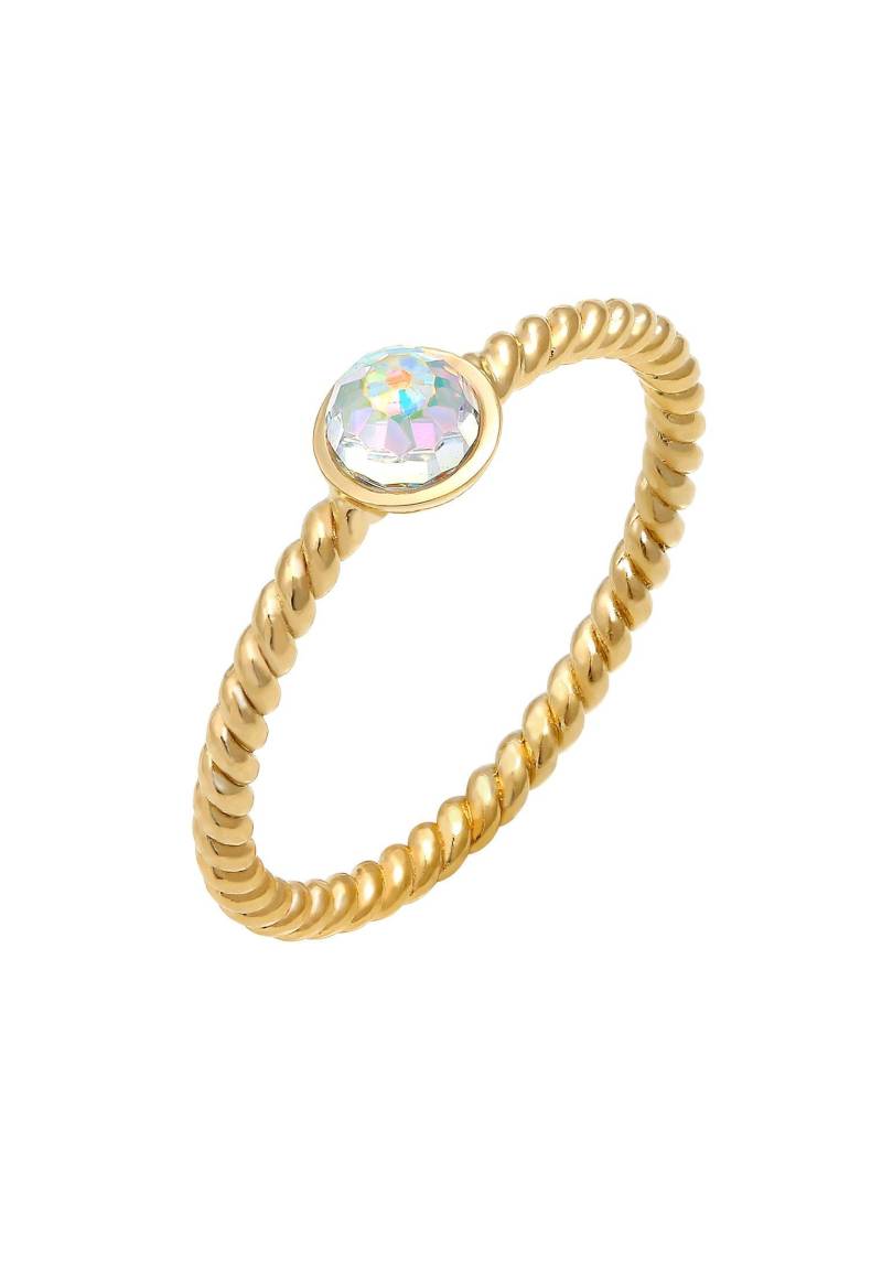 Ring Solitär Rainbow Kristalle Damen Gold 52mm von Elli