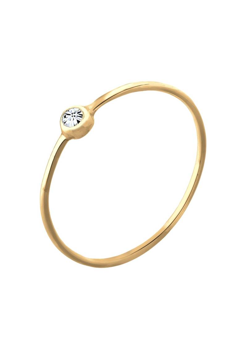 Ring Solitär Stapelring Kristall Damen Gold 58mm von Elli