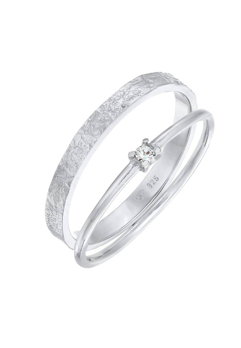 Ring Stapelring Kristall Solitär Bandring Set Damen Silber 52mm von Elli