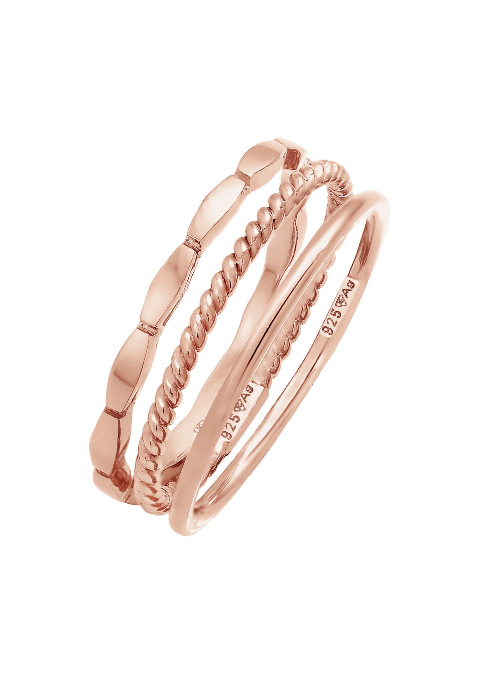 Ring Stapelringe Stacking 3er Set Damen Goldrosa 52mm von Elli