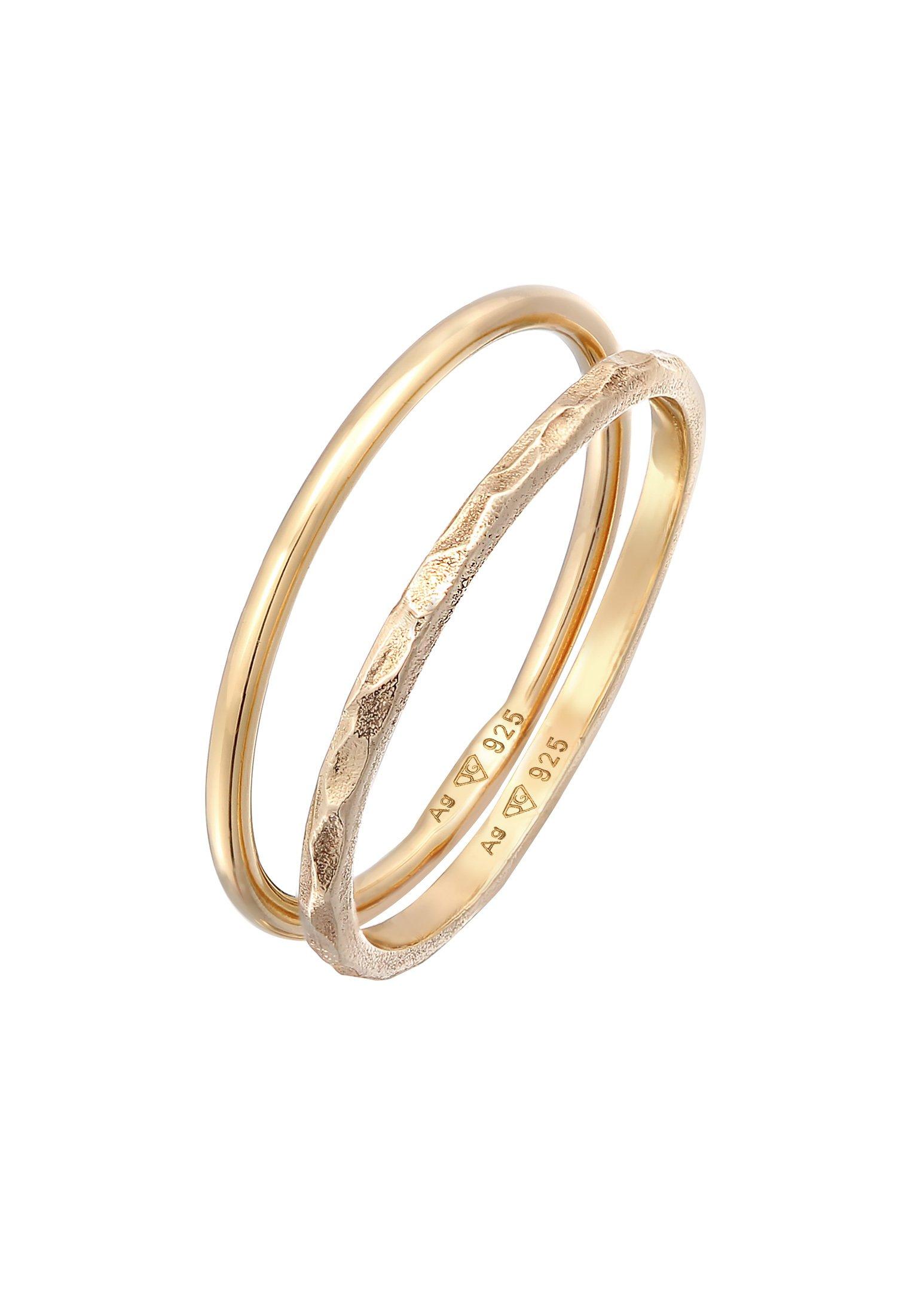 Ring Stapelringe Stacking Bandring 2er Set 925 Silber Damen Gold 52mm von Elli