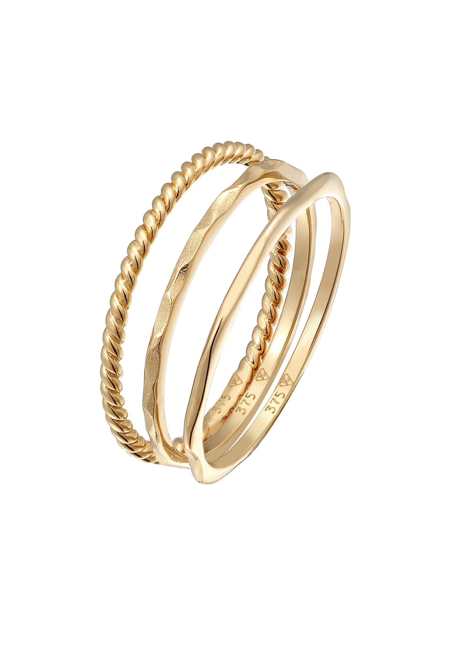 Ring Stapelringe Stacking Bandring 3er Set 375 Gelbgold Damen Gold 52mm von Elli