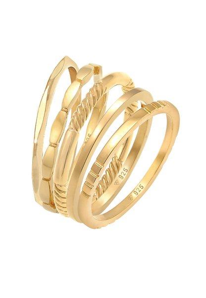 Ring Stapelringe Stacking Bandringe 5er Set Damen Gold 56mm von Elli