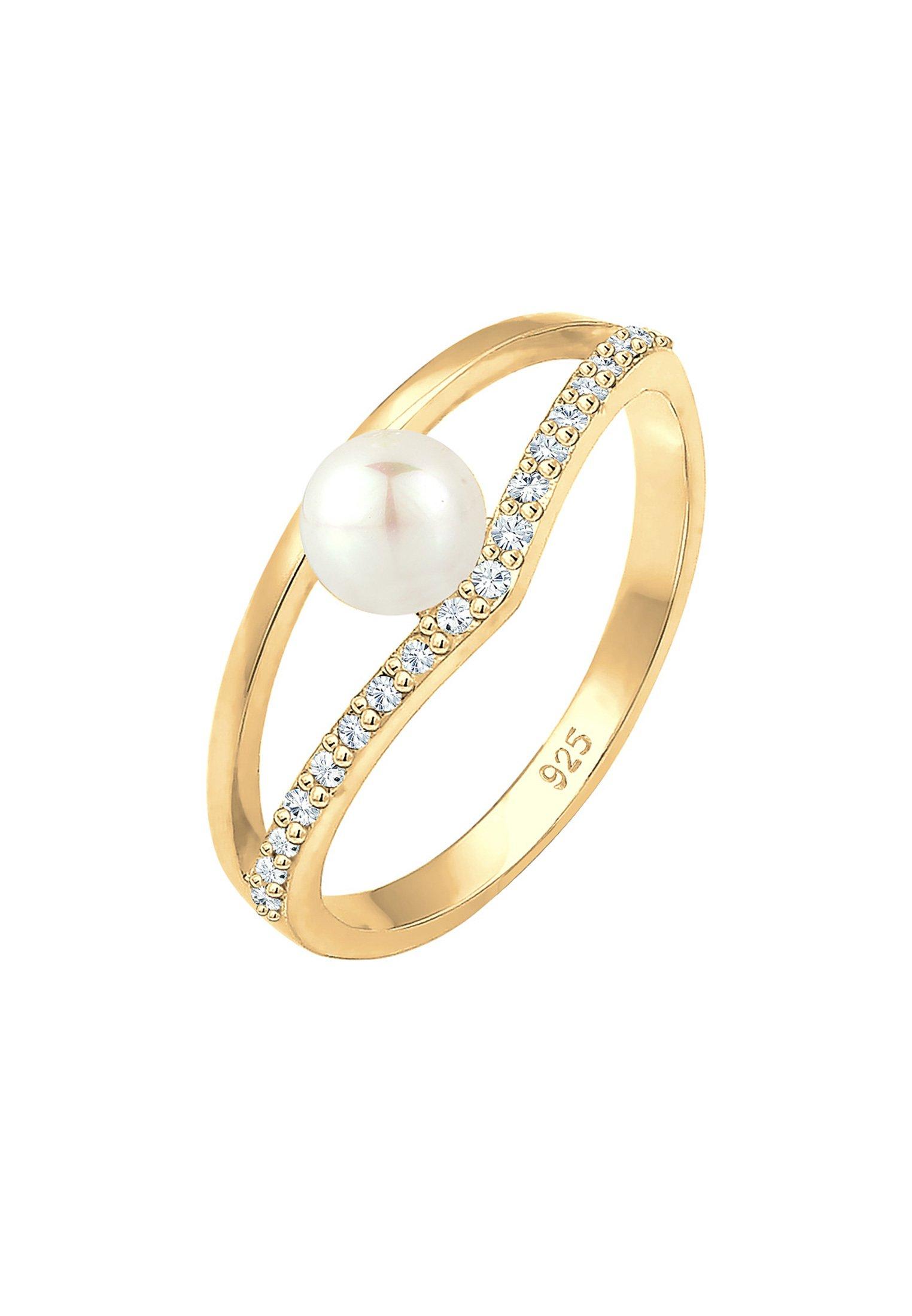 Ring Süßwasserzuchtperle Kristalle Damen Gold 52mm von Elli