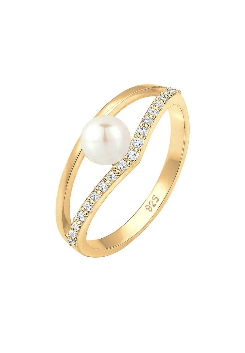 Ring Süßwasserzuchtperle Kristalle Damen Gold 56mm von Elli