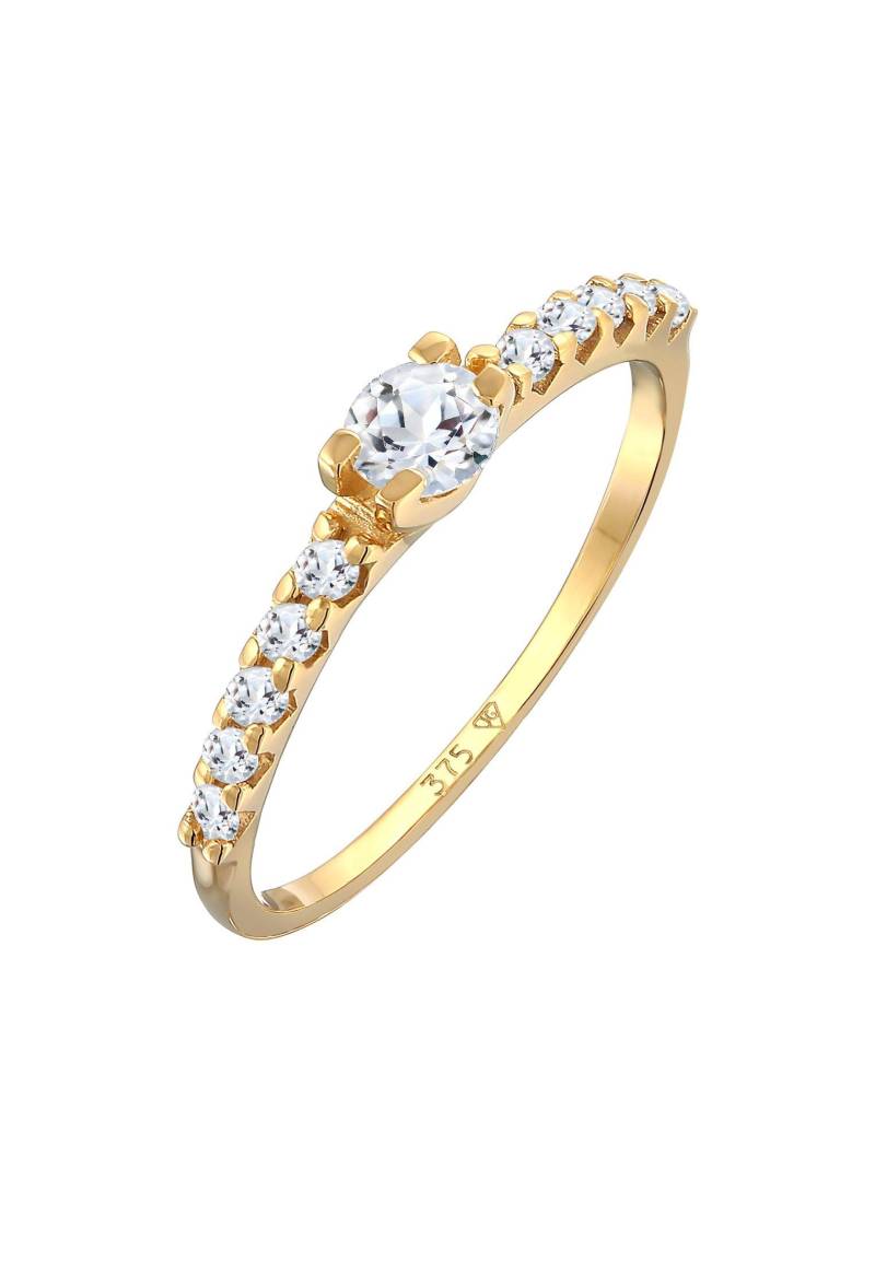 Ring Topas Solitär Verlobung 375er Gelbgold Damen Gold 52mm von Elli