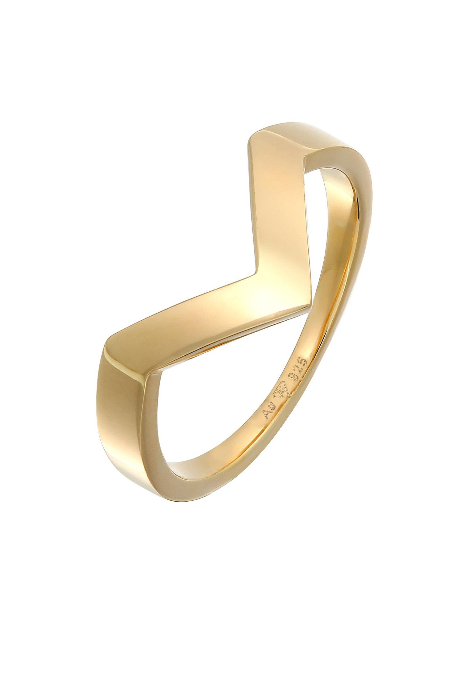 Ring V-form Basic Rhodiniert Damen Gold 54mm von Elli