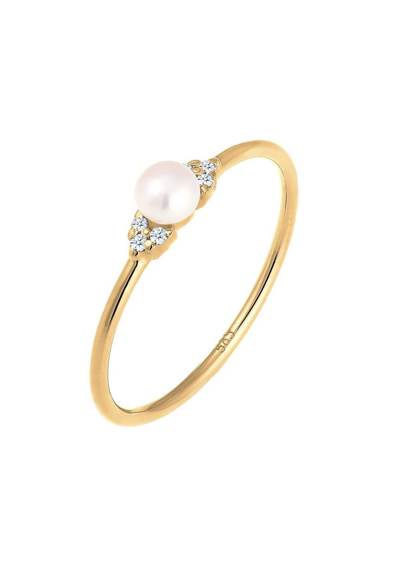 Ring Verlobung Perle Diamant (0.03 Ct.) Damen Gold 54mm von Elli