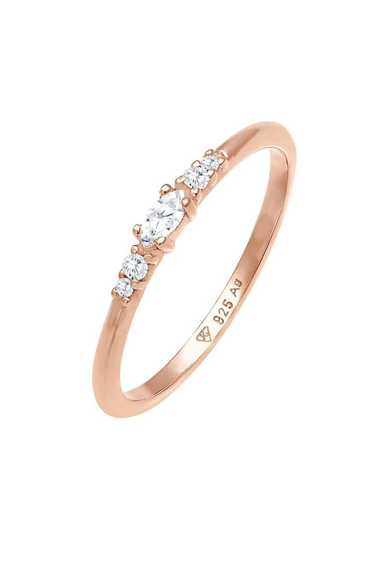 Ring Verlobung Zirkonia Marquise Damen Goldrosa 56mm von Elli