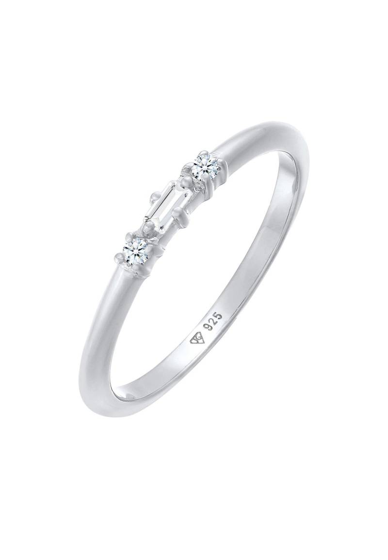 Ring Verlobungsring Diamant (0.03 Ct.) Rechteck 925 Silber Damen Silber 56mm von Elli