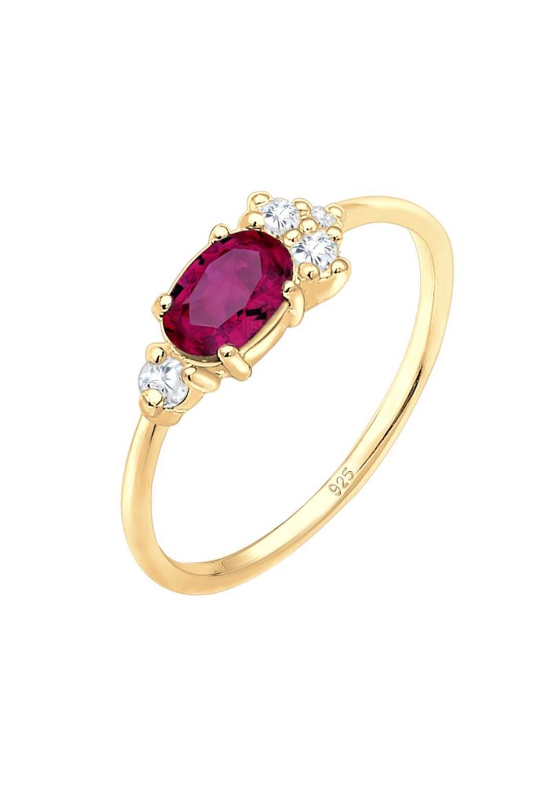 Ring Vintage Zirkonia Synthetischer Rubin Damen Rot Bunt 54mm von Elli