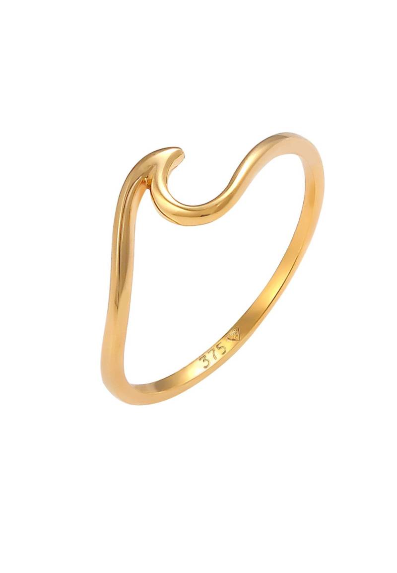 Ring Wellen Wave Strand Maritim 375 Gelbgold Damen Gold 50mm von Elli