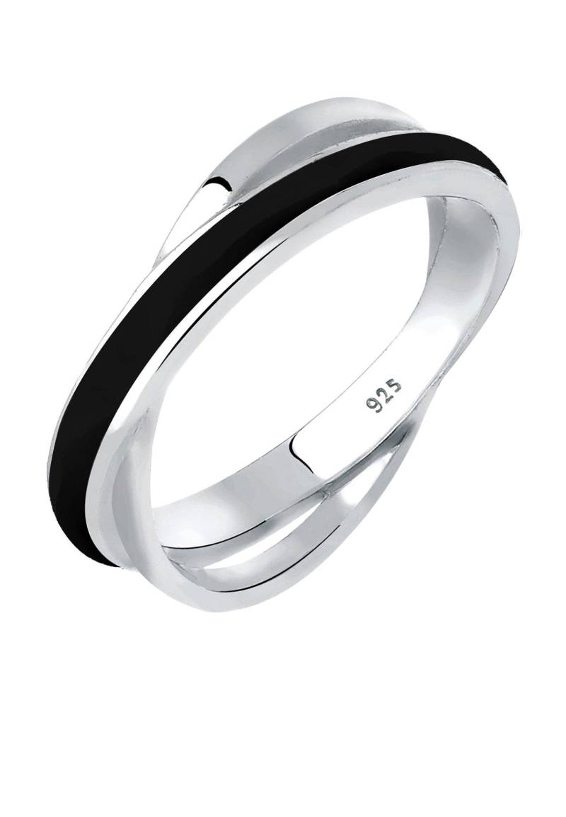 Ring Wickelring Emaille Klassisch Damen Schwarz 52mm von Elli