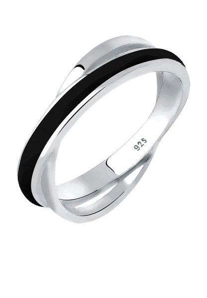 Ring Wickelring Emaille Klassisch Damen Schwarz 54mm von Elli