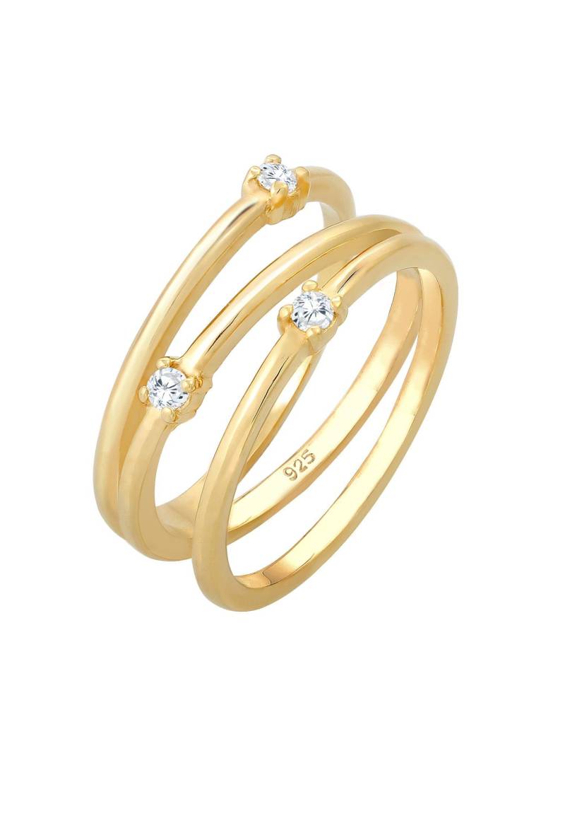 Ring Wickelring Filigran Zirkonia Trend 925 Silber Damen Gold 54mm von Elli