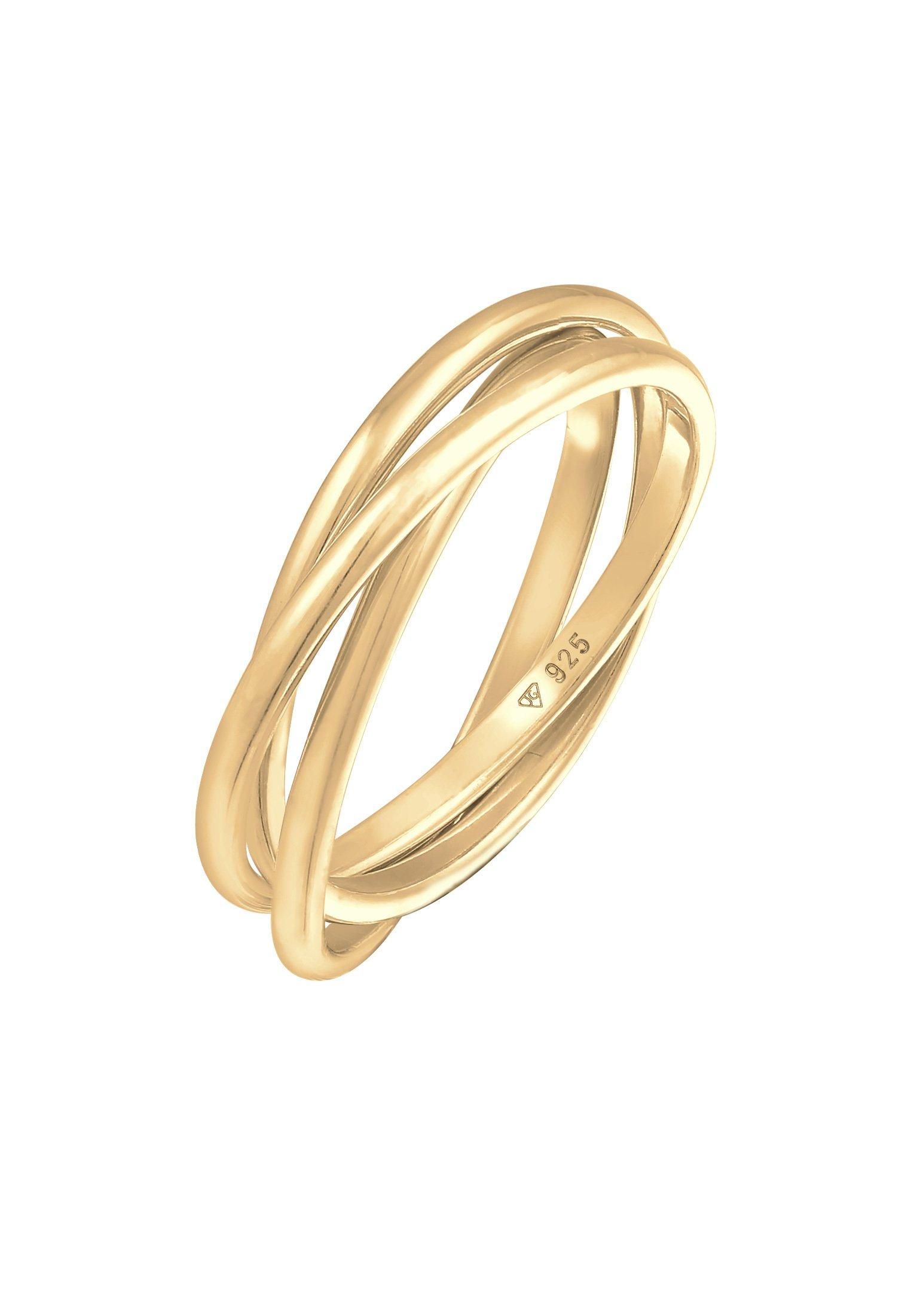 Ring Wickelring Trio Trini Basic Damen Gold 54mm von Elli