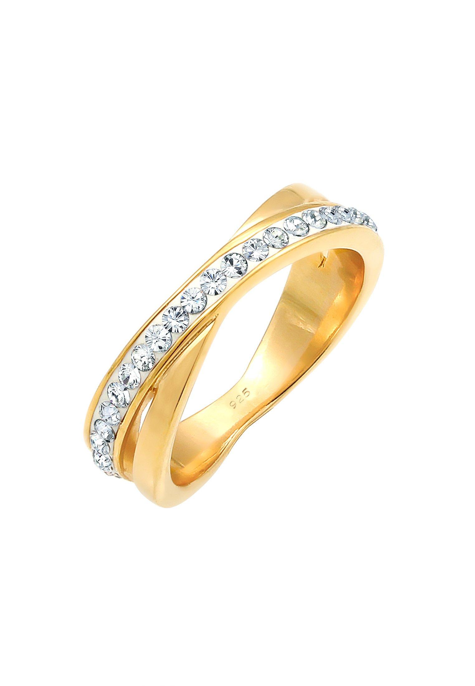 Ring Wickelring Zart Basic Kristalle Damen Gold 52mm von Elli