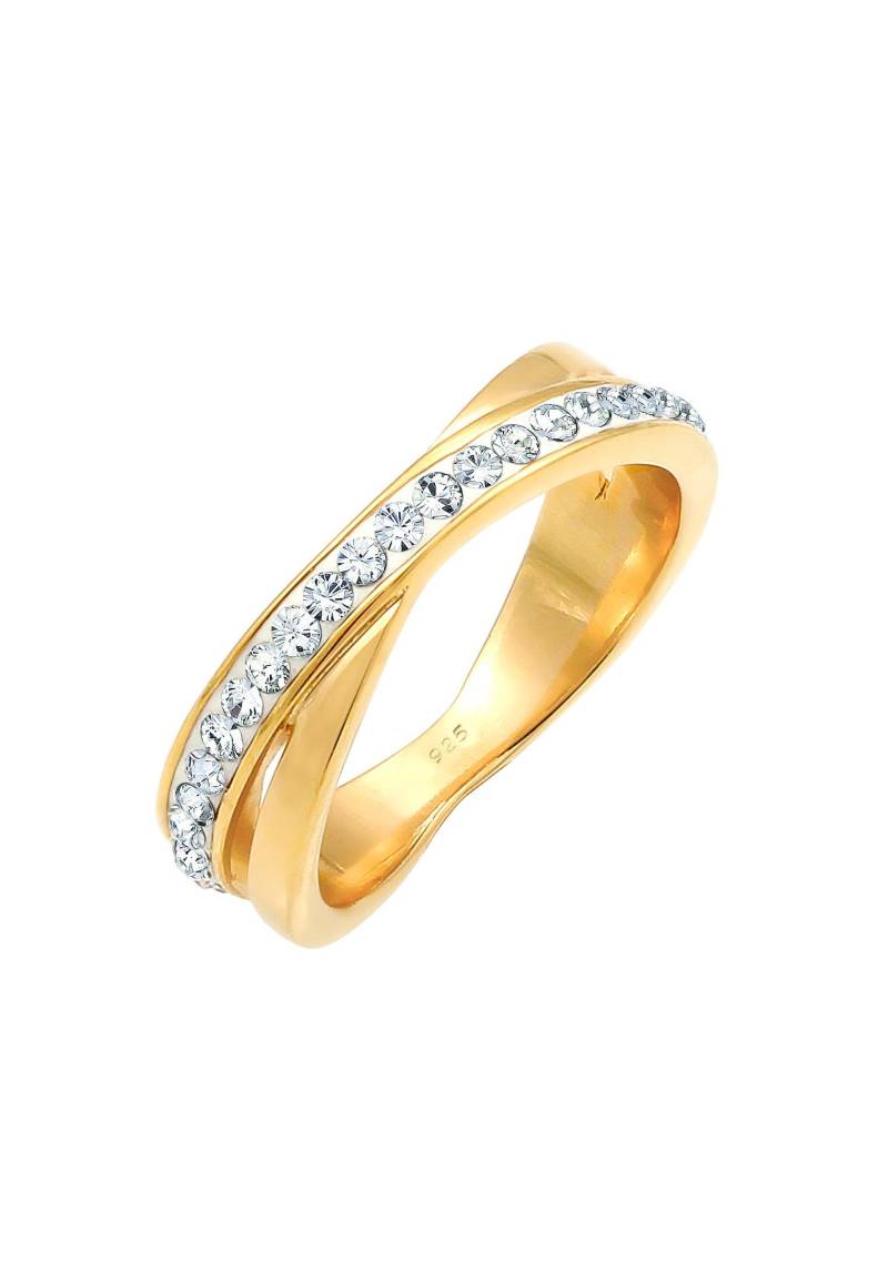 Ring Wickelring Zart Basic Kristalle Damen Gold 54mm von Elli